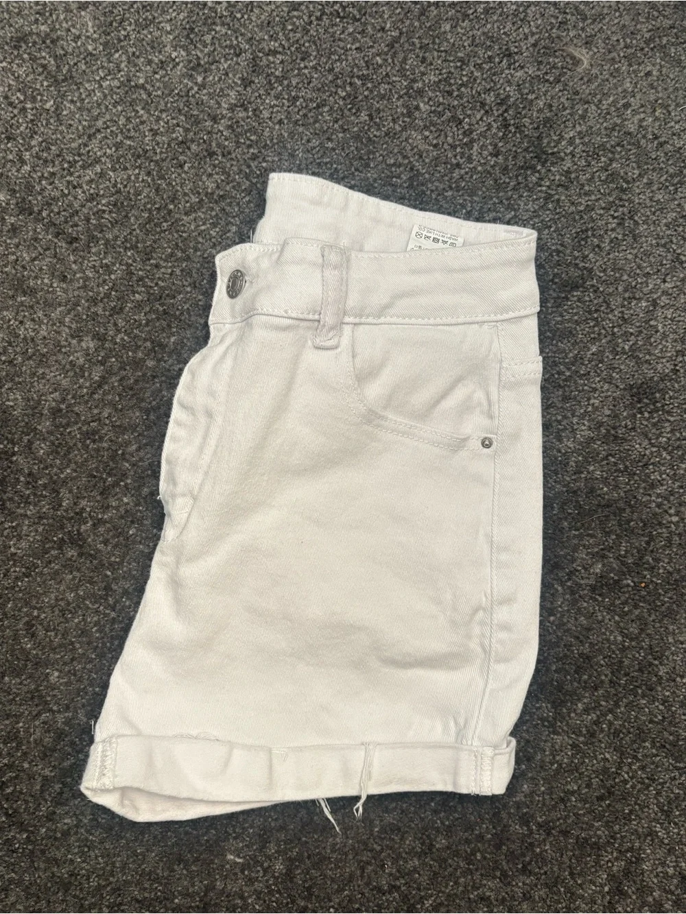 White Denim High-Rise Shorts